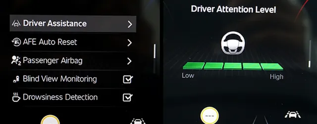 Driver assistance systems on a car screen