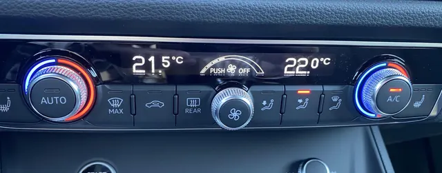 A dual zone climate control panel
